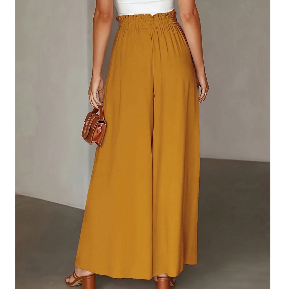 Plus Paper bag High Waisted Pockets Wide leg pants - Picture 10 of 15